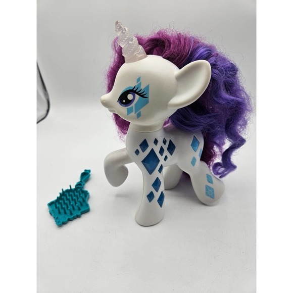 My Little Pony Light-Up Glow 8" Inch Rarity White Unicorn Toy 2014 with Brush - Picture 8 of 10